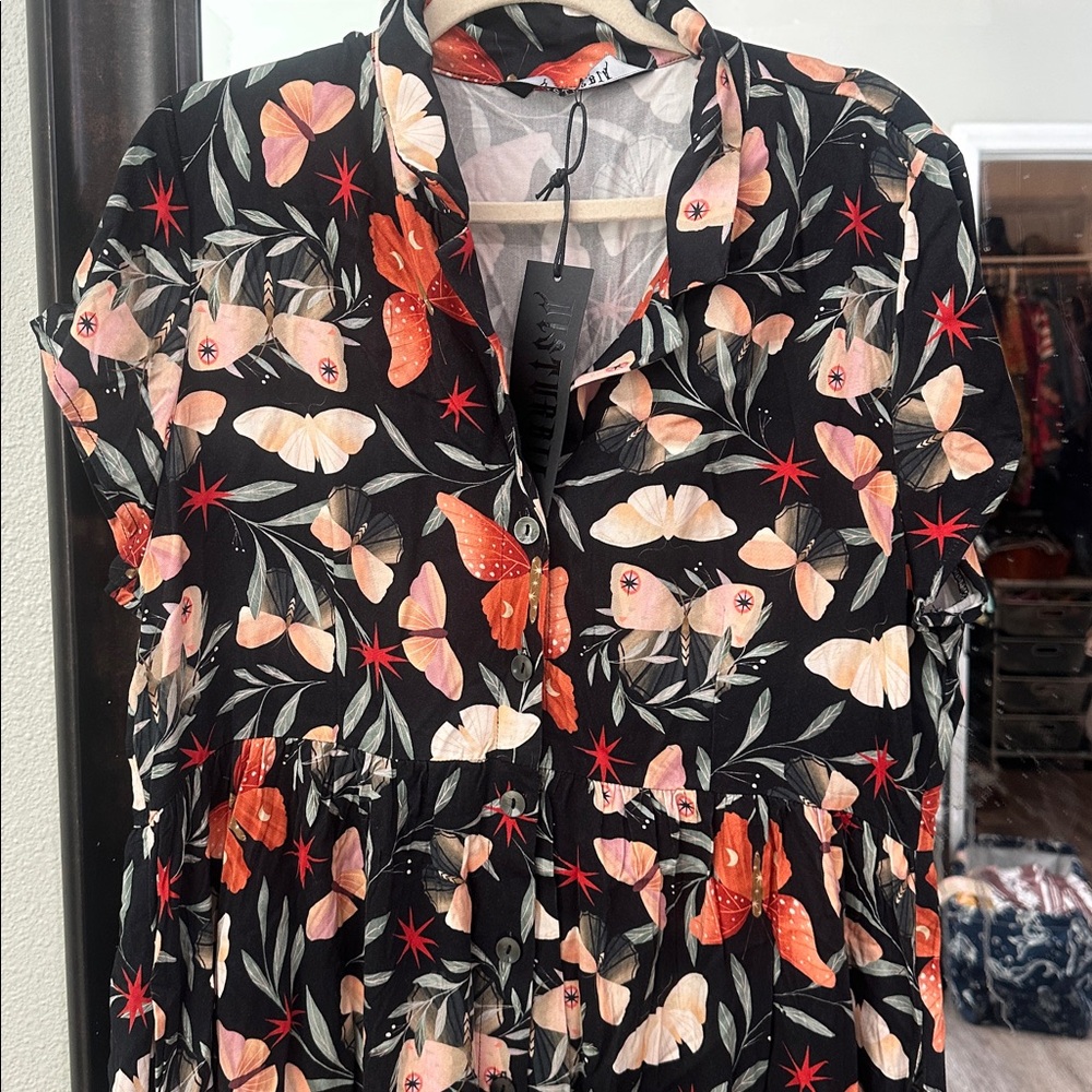 Floral Butterfly Print Dress Goth